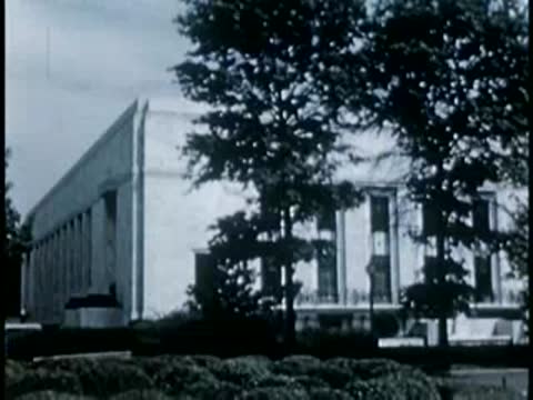 National Archives building side view with trees, Washington D.C., 1946
