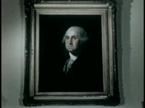 Close-up of George Washington portrait in frame