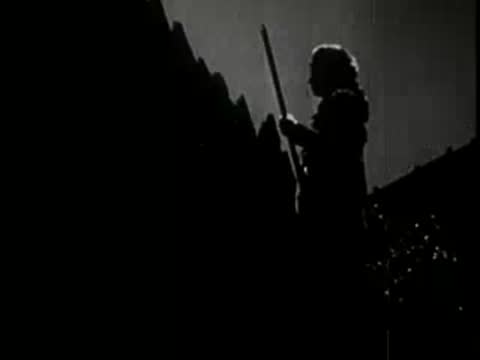 silhouette of a person walking outdoors past a fence at night