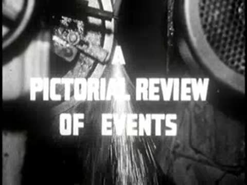 Heavy industrial machinery with sparks flying, introductory montage, educational film