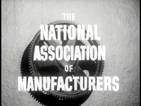 Industrial tank with title card overlay of producing organization, archival film