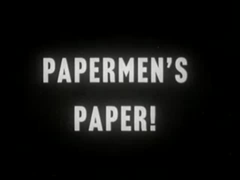 Title card on black background proclaiming the subject of the film segment